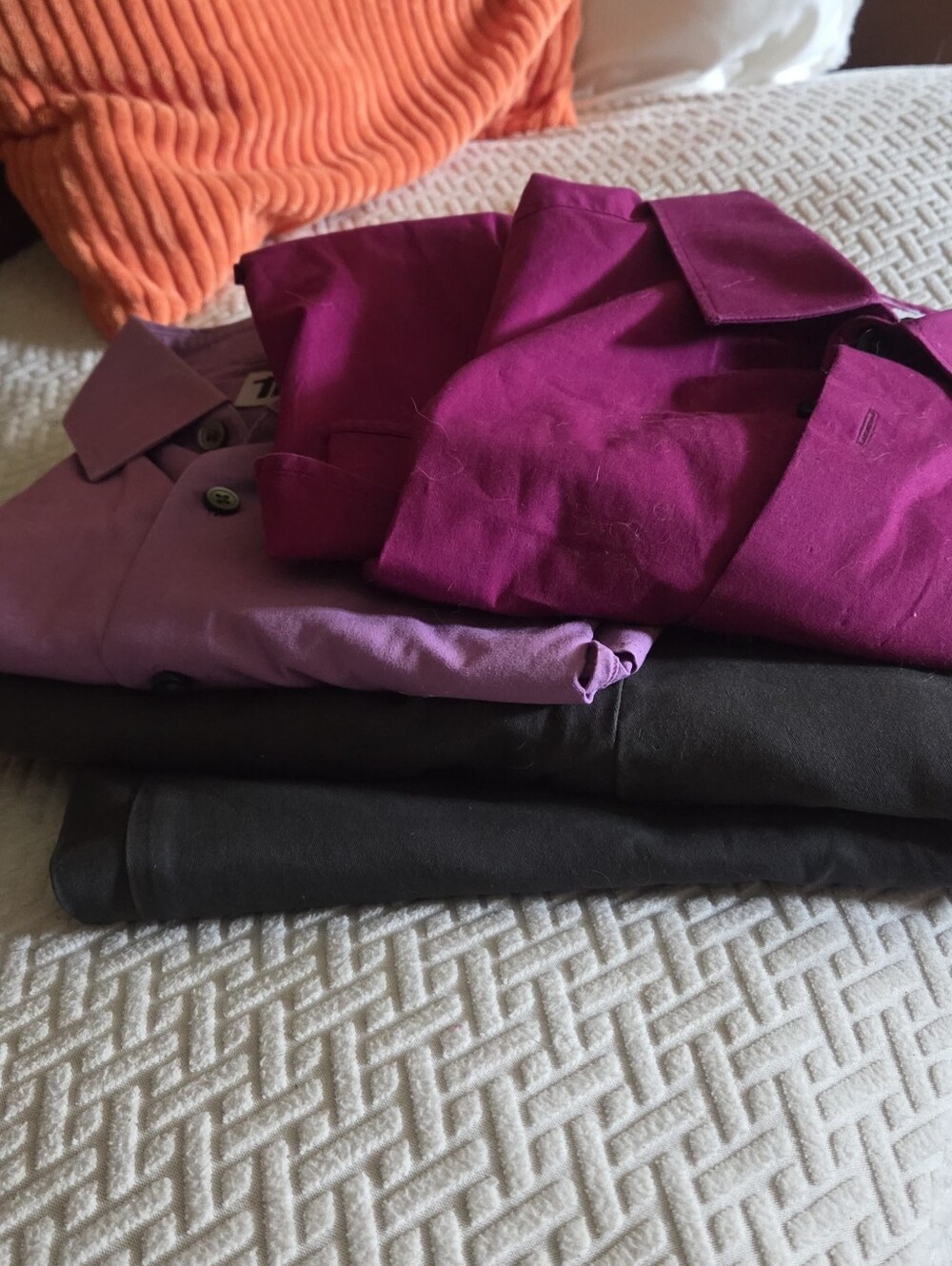 Express Men's Magenta and Lavender Button-Up Dress Shirts